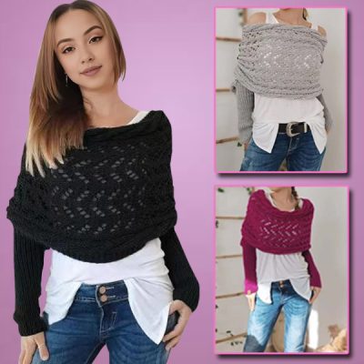 Coprispalla lavorata a maglia con maniche | KNITKA