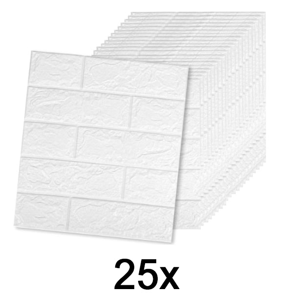 5x (5 pezzi) Carta da parati autoadesiva in mattoni con motivo 3D | BRICKSBY